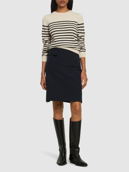 ASPESI: Phoebe cotton blend mini skirt - Lacivert - women_1 | Luisa Via Roma