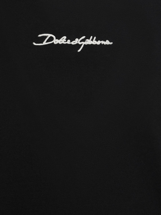 Dolce&Gabbana: Cotton jersey crewneck t-shirt - Black - men_4 | Luisa Via Roma