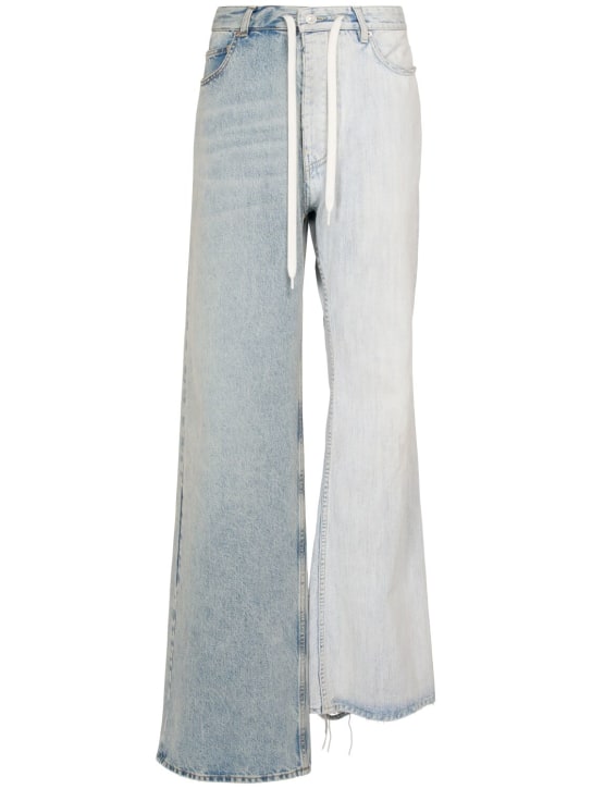 Balenciaga: Jeans de denim con patchwork - Iced Blue - women_0 | Luisa Via Roma