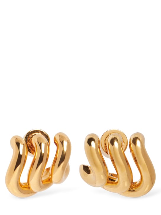 Balenciaga: Boucles d'oreilles en laiton Loop Trio - Shiny Gold - men_0 | Luisa Via Roma