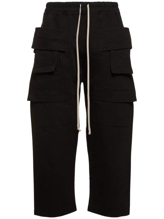 Rick Owens DRKSHDW: Pantalon à cordons en coton Creatch Cargo - Noir - men_0 | Luisa Via Roma
