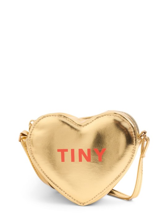 Tiny Cottons: Sac porté épaule cœur en simili-cuir - Or - kids-girls_0 | Luisa Via Roma