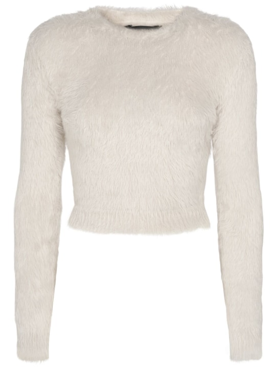 Balenciaga: Pullover aus flauschigem Nylon - Ligth Grey - women_0 | Luisa Via Roma