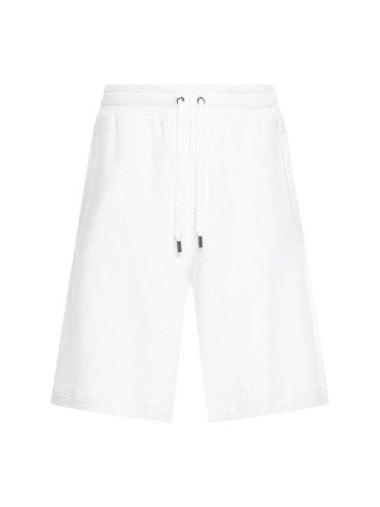 Dolce&Gabbana: 棉质平纹针织百慕大短裤 - Optic White - men_0 | Luisa Via Roma