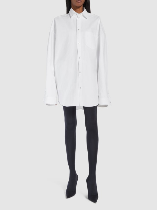 Balenciaga: Hemd aus Baumwollpopeline „Outerwear“ - Weiß - women_1 | Luisa Via Roma