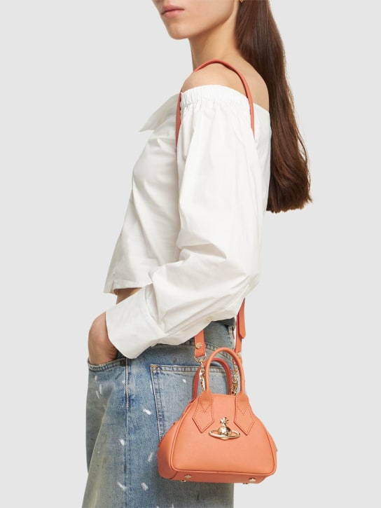 Vivienne Westwood: Mini Yasmine saffiano top handle bag - Orange - women_1 | Luisa Via Roma