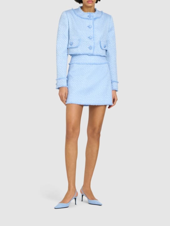 Dolce&Gabbana: A-line tweed mini skirt - Light Blue - women_1 | Luisa Via Roma