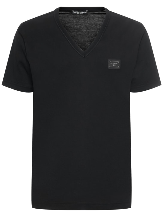Dolce&Gabbana: Camiseta de algodón - Negro - men_0 | Luisa Via Roma