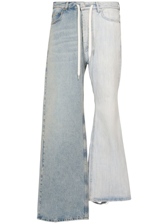 Balenciaga: Jeans de denim con patchwork - Iced Blue - men_0 | Luisa Via Roma