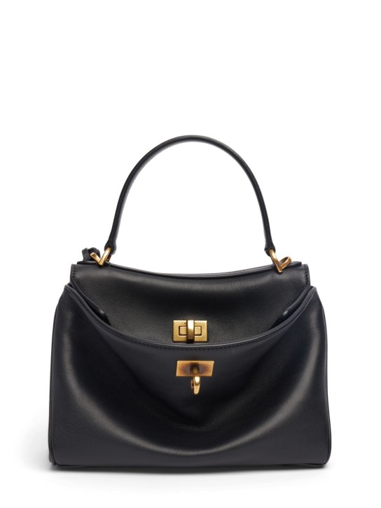 Balenciaga: Mini Rodeo leather top handle bag - Black - women_0 | Luisa Via Roma