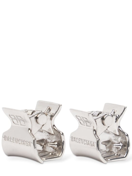 Balenciaga: XS Holli set of 2 metal hair clips - Silver - women_1 | Luisa Via Roma