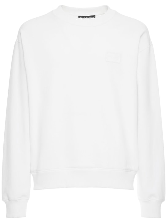 Dolce&Gabbana: Sudadera de algodón jersey - Optic White - men_0 | Luisa Via Roma