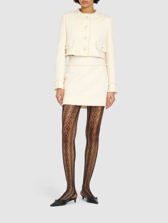 Dolce&Gabbana: A-line tweed mini skirt - Ivory - women_1 | Luisa Via Roma