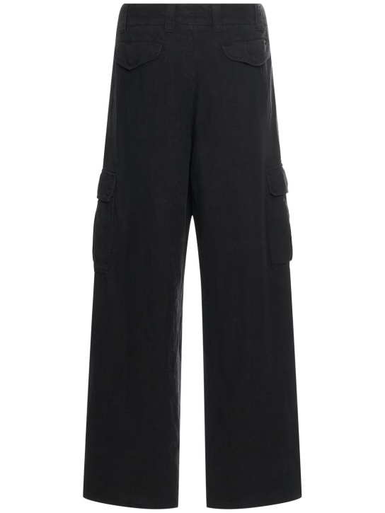 Dolce&Gabbana: Wide leg linen cargo pants - Black - men_3 | Luisa Via Roma