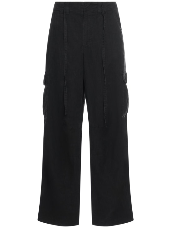 Dolce&Gabbana: Wide leg linen cargo pants - Black - men_0 | Luisa Via Roma