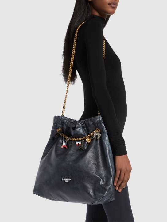Balenciaga: Medium Crush leather tote bag - Siyah - women_1 | Luisa Via Roma