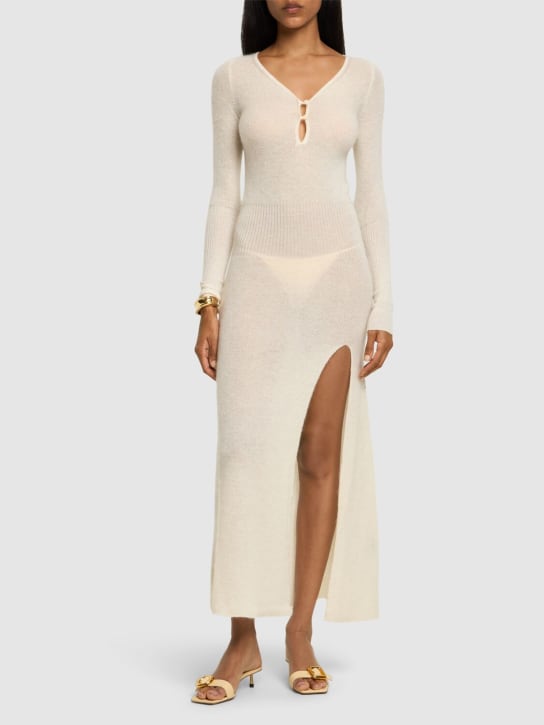 Jacquemus: La Robe Alzou mohair blend midi dress - Ivory - women_1 | Luisa Via Roma