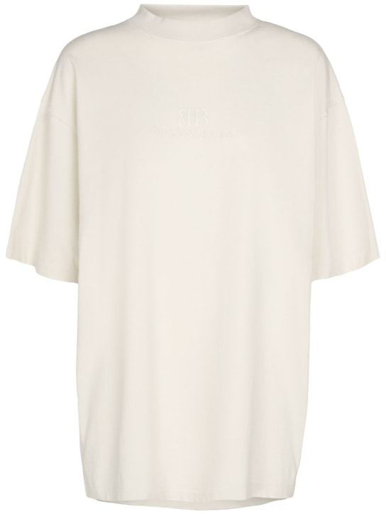 Balenciaga: T-shirt medium fit en jersey vintage - Écru - women_0 | Luisa Via Roma