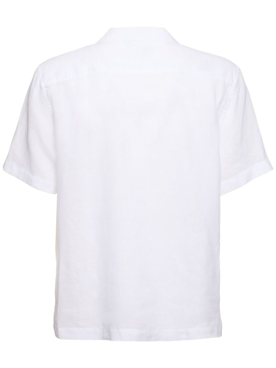 Frescobol Carioca: Angelo linen bowling shirt - White - men_4 | Luisa Via Roma