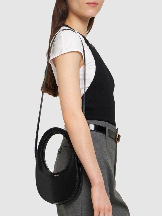 Coperni: Mini Swipe gloss leather crossbody bag - Siyah - women_1 | Luisa Via Roma