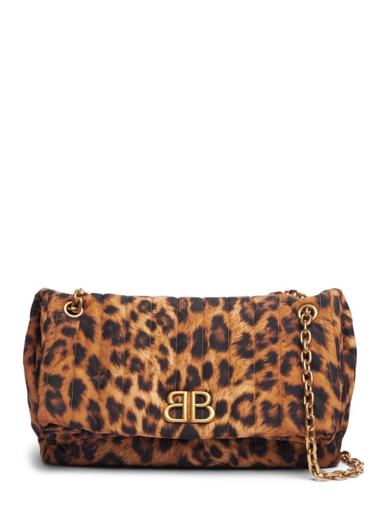 Balenciaga: Medium Monaco leopard print chain bag - Leopar - women_0 | Luisa Via Roma