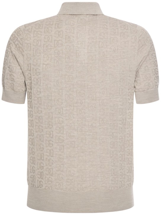 Dolce&Gabbana: Allover silk logo polo - Beige Medio - men_1 | Luisa Via Roma