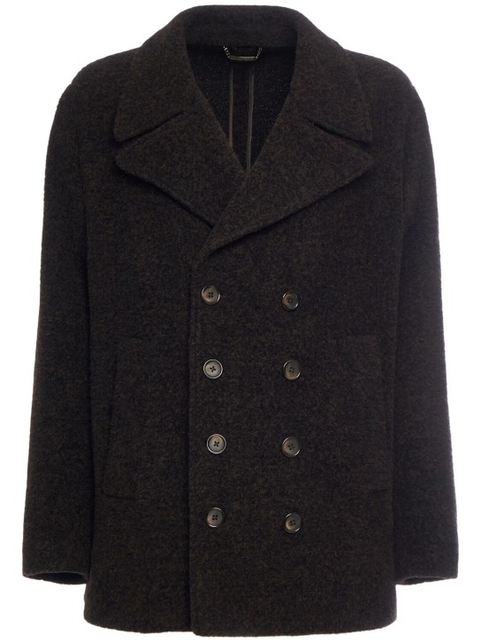Dolce&Gabbana: Peak lapel alpaca blend coat - men_0 | Luisa Via Roma