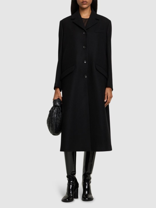 Bally: 羊毛混纺长款大衣 - 黑色 - women_1 | Luisa Via Roma