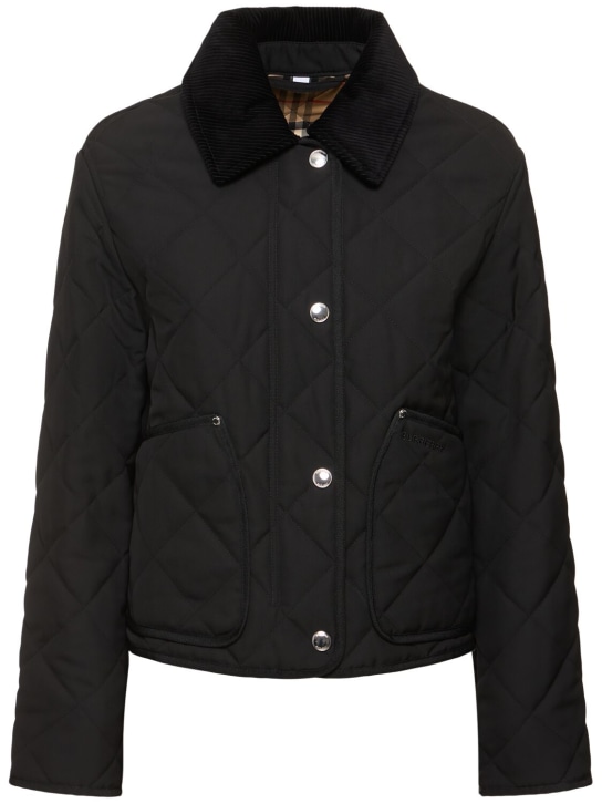 Burberry: Lanford short quilted nylon jacket - Black - women_0 | Luisa Via Roma