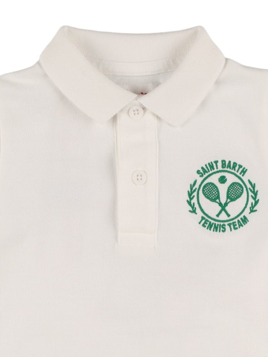 Mc2 Saint Barth: Snoopy print cotton piquet polo shirt - Beyaz - kids-boys_1 | Luisa Via Roma