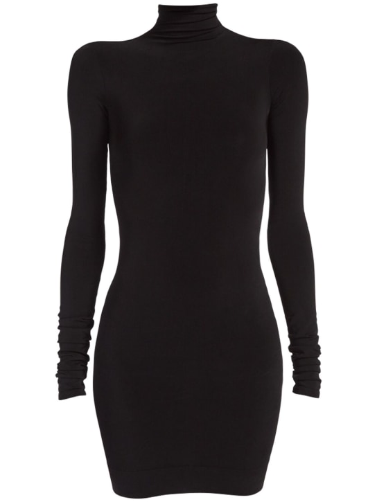 Balenciaga: Seamless nylon blend mini dress - Black - women_0 | Luisa Via Roma