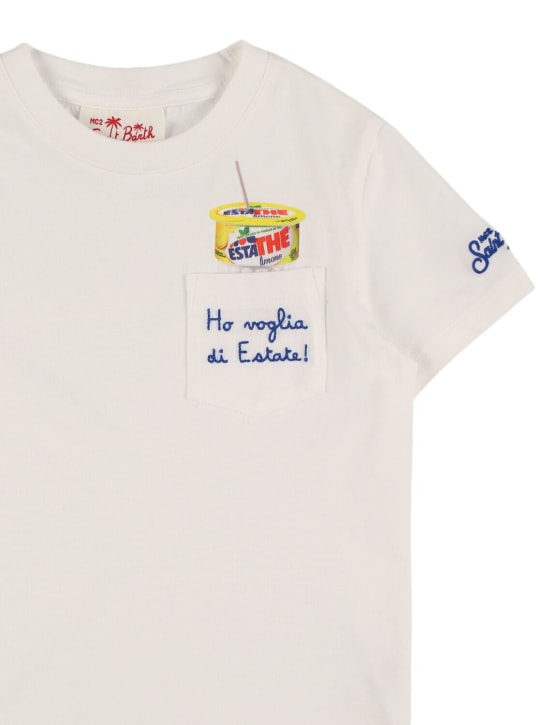 Mc2 Saint Barth: T-shirt en jersey de coton imprimé Estathé - Blanc - kids-boys_1 | Luisa Via Roma