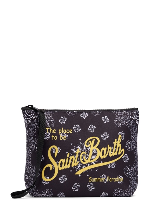 Mc2 Saint Barth: Bandana print pouch w/ logo - Siyah - kids-girls_0 | Luisa Via Roma