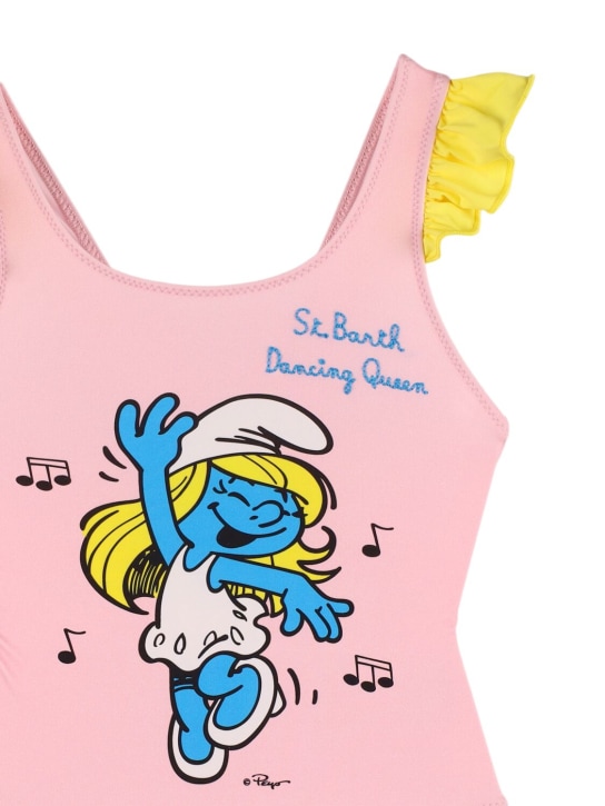 Mc2 Saint Barth: Smurf one piece swimsuit - Pink/Multi - kids-girls_1 | Luisa Via Roma