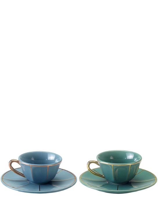Bitossi Home: Set of 4 tea cups & saucers - Green/Blue - ecraft_0 | Luisa Via Roma