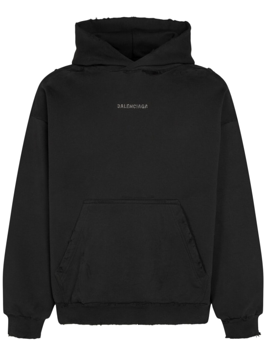 Balenciaga: Sweatshirt-Hoodie mit mittlerer Passform - Schwarz Verblas - men_0 | Luisa Via Roma