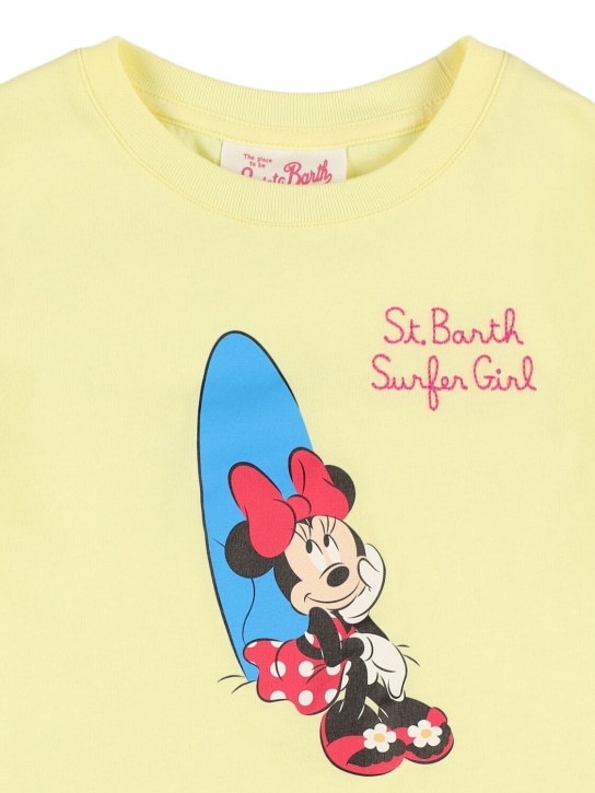 Mc2 Saint Barth: Minnie print cotton jersey t-shirt - Yellow - kids-girls_1 | Luisa Via Roma