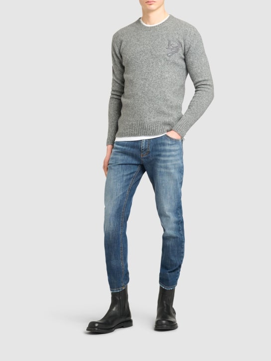 Dolce&Gabbana: Alpaca blend embroidered logo sweater - men_1 | Luisa Via Roma