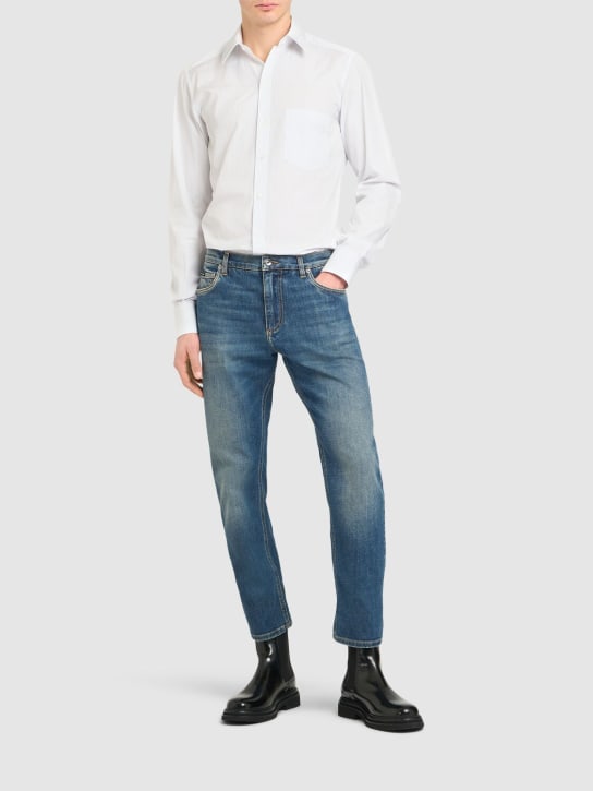 Dolce&Gabbana: Jeans in denim washed stretch - Blu - men_1 | Luisa Via Roma