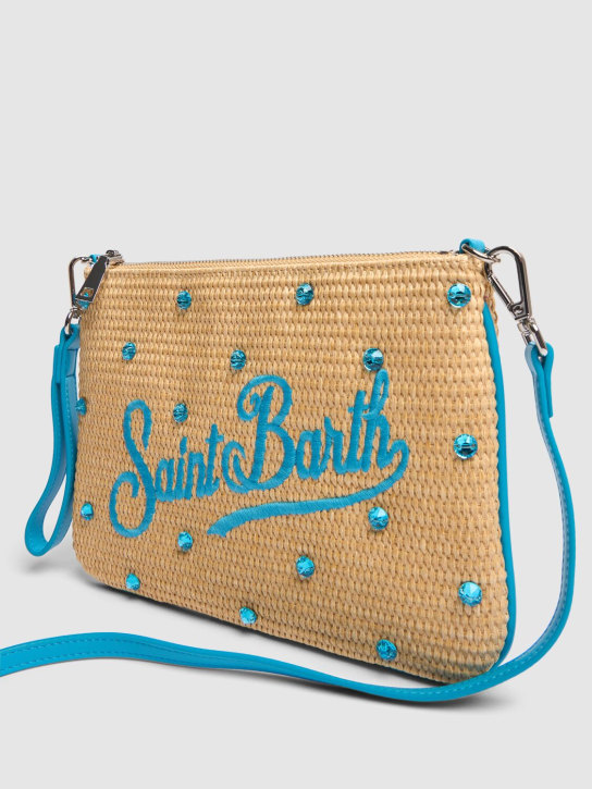 Mc2 Saint Barth: Embellished woven pouch w/ logo - Bej/Açık mavi - kids-girls_1 | Luisa Via Roma