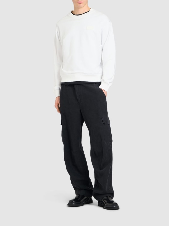 Dolce&Gabbana: Cotton jersey crewneck sweatshirt - Optic White - men_1 | Luisa Via Roma