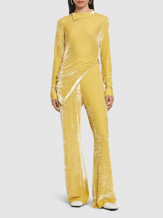 Jil Sander: Velvet jersey straight pants - Yellow - women_1 | Luisa Via Roma