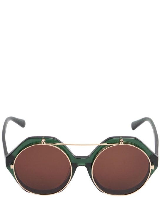 Mini Rodini: Flip-up recycled round sunglasses - Green - kids-girls_0 | Luisa Via Roma