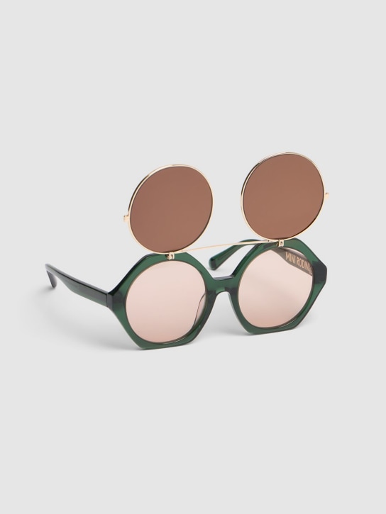 Mini Rodini: Flip-up recycled round sunglasses - Green - kids-girls_1 | Luisa Via Roma
