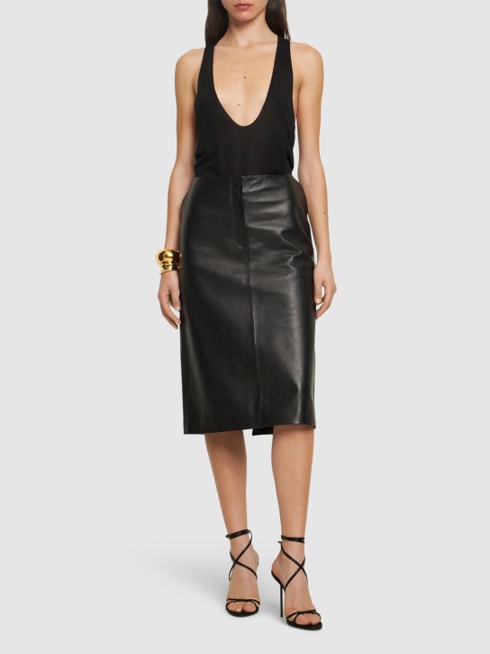 Magda Butrym: Leather pencil skirt - Siyah - women_1 | Luisa Via Roma
