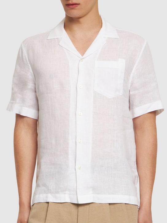 Frescobol Carioca: Angelo linen bowling shirt - White - men_2 | Luisa Via Roma