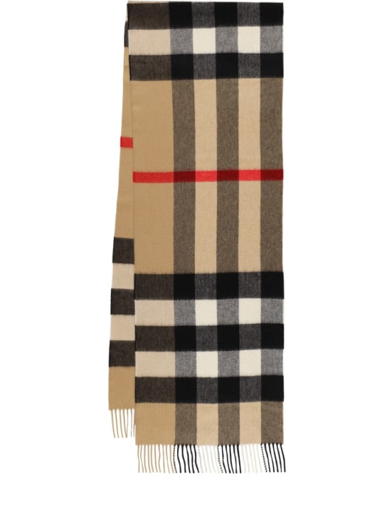 Burberry: Mu Half Mega Check cashmere scarf - Archive Beige - men_0 | Luisa Via Roma