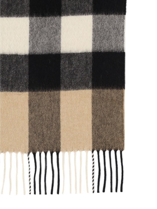 Burberry: Mu Half Mega Check cashmere scarf - Archive Beige - men_1 | Luisa Via Roma