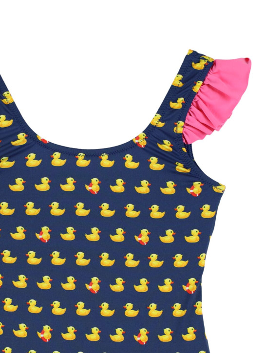 Mc2 Saint Barth: Ducky print one-piece swimsuit - Blue/Multi - kids-girls_1 | Luisa Via Roma
