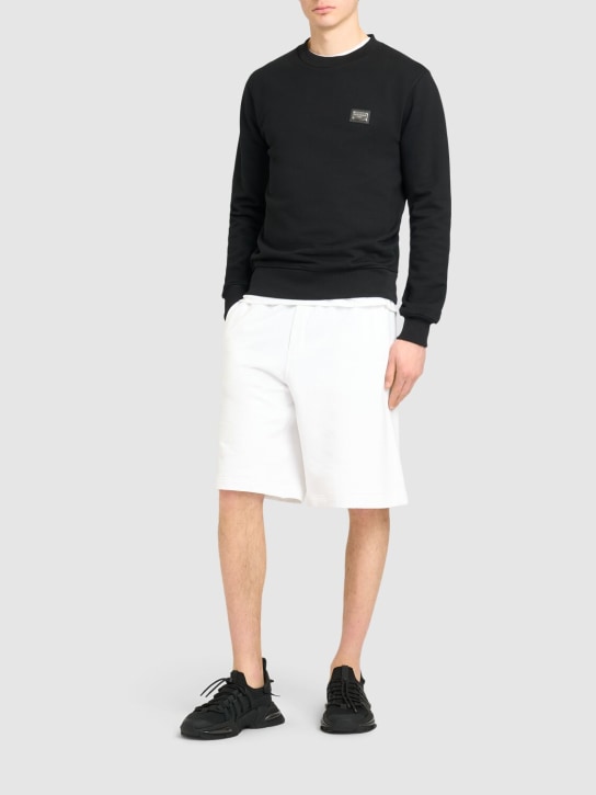 Dolce&Gabbana: Cotton jersey Bermuda shorts - Beyaz - men_1 | Luisa Via Roma